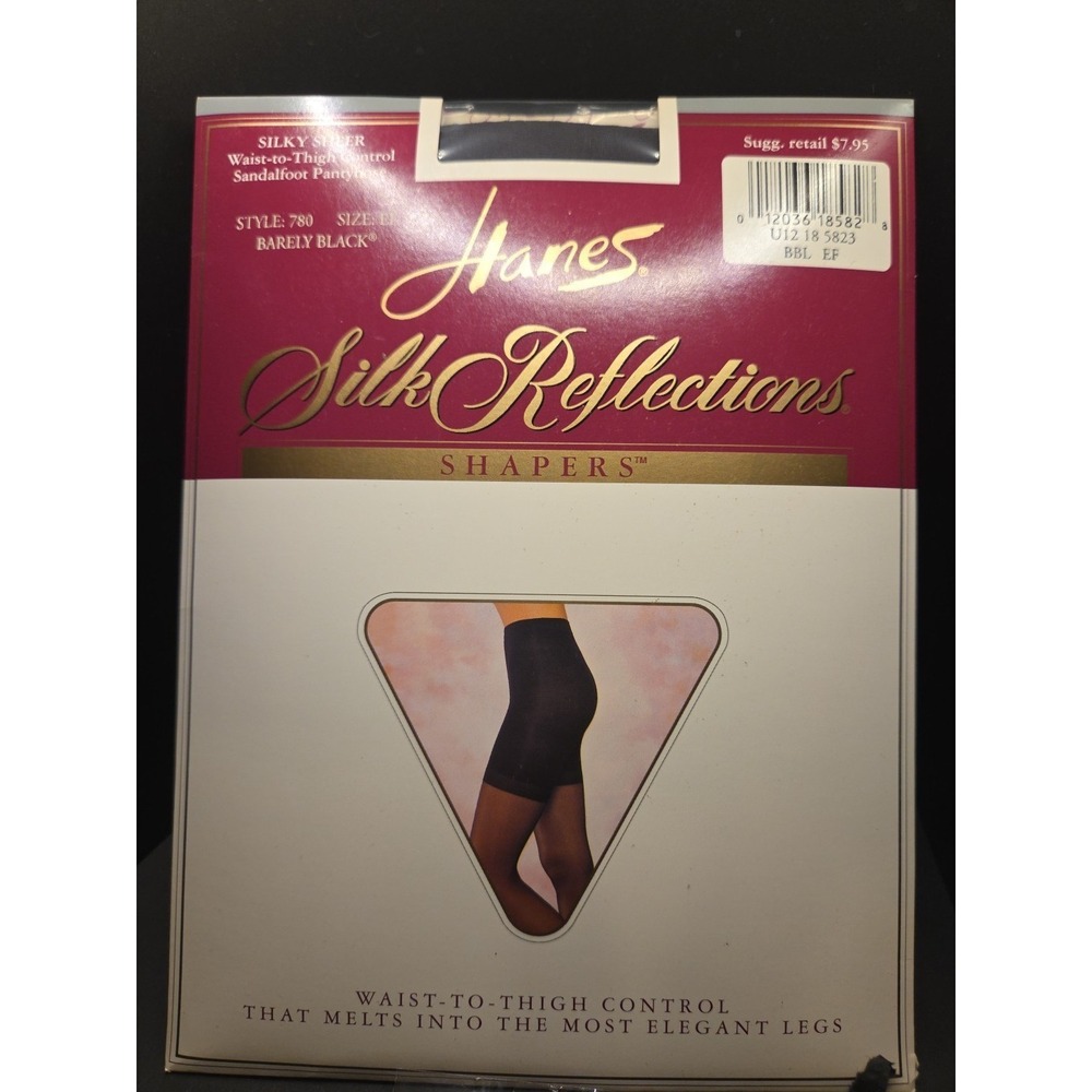 Hanes Silk Reflections Shapers Silky Sheer Barely Black Size EF Style 780